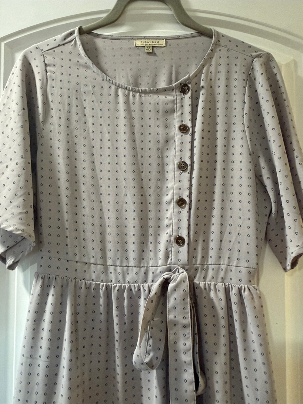 Polagram Lavender Dot Button-Front Midi Dress - Picture 3 of 6
